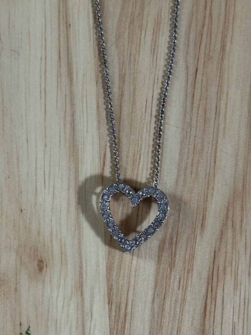 Sterling Silver Heart Pendant Necklace - Clear CZ Accents